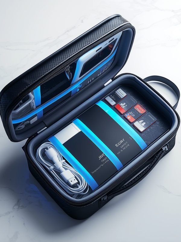 lucid-origin_A_futuristic_open_multi-layered_travel_tech_organizer_bag._Inside_white_cables_a-0